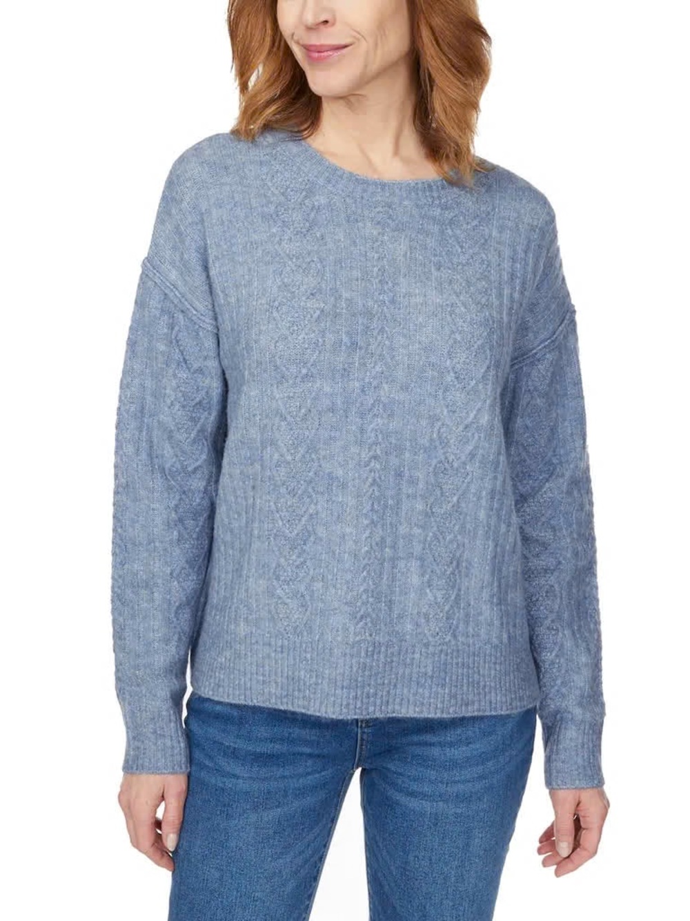 Women’s Light Blue Cable Knit Sweater - Legendary Outfitters